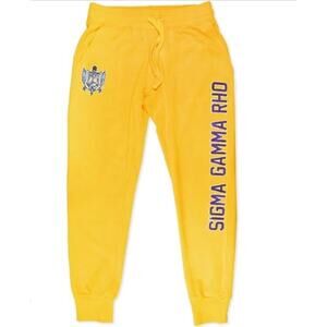Big Boy Headgear Sigma Gamma Rho Sequin women's yellow joggers Sz 2XL Collegiate